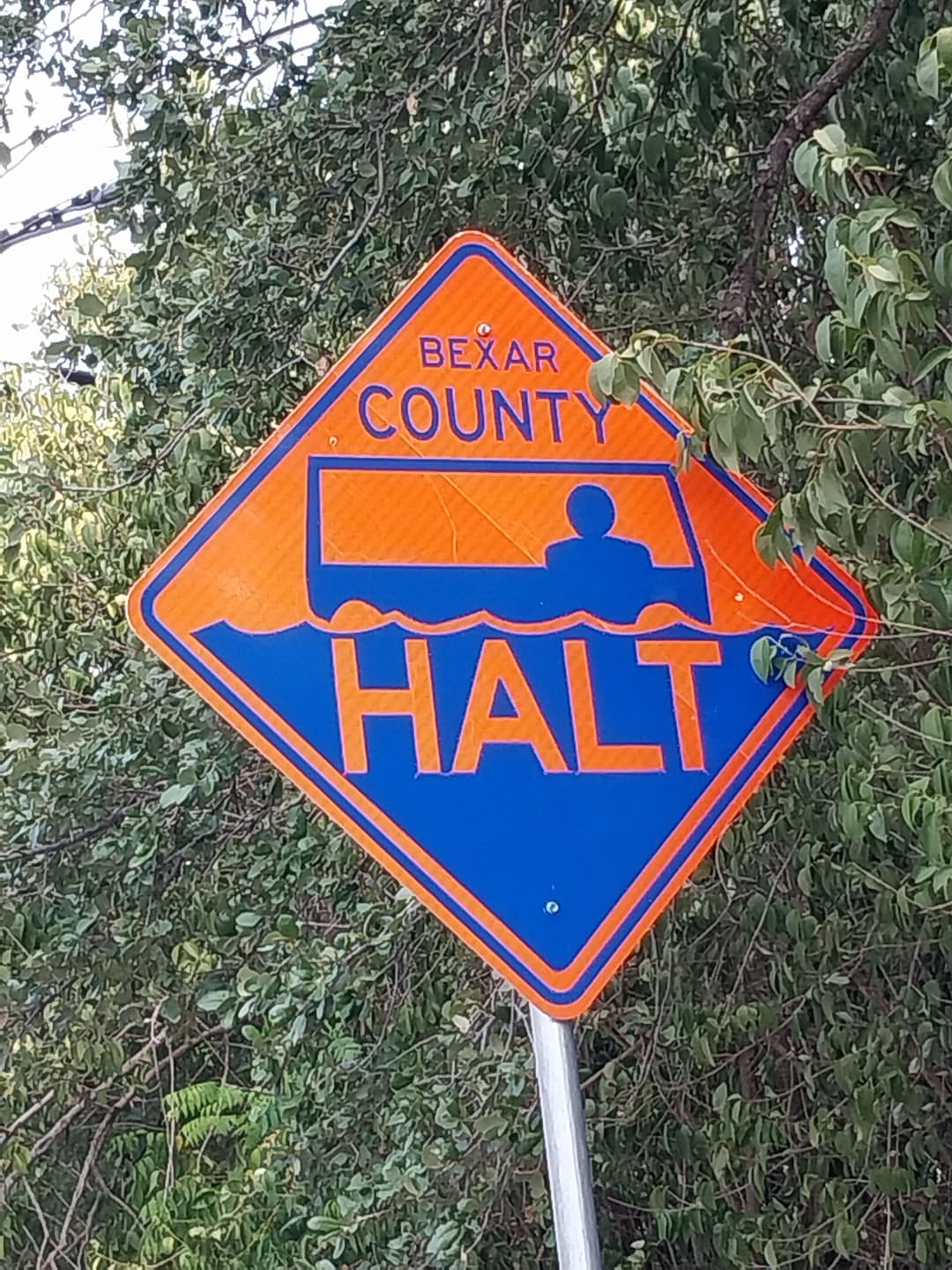 Flood road sign in Bexar County, TX