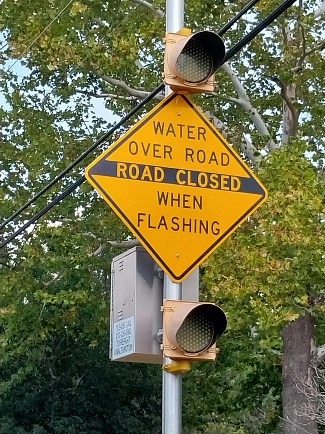 Flashing flood road sign in Bexar County, TX 